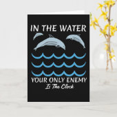 Cute Dolphins In The Water カード (黄色い花)