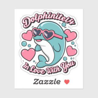 Cute Dolphins Puns Dolphinitely In Love With You シール