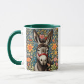 Cute Donkey On Colorful Floral Background マグカップ (左)
