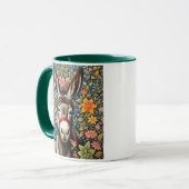 Cute Donkey On Colorful Floral Background マグカップ (正面左)