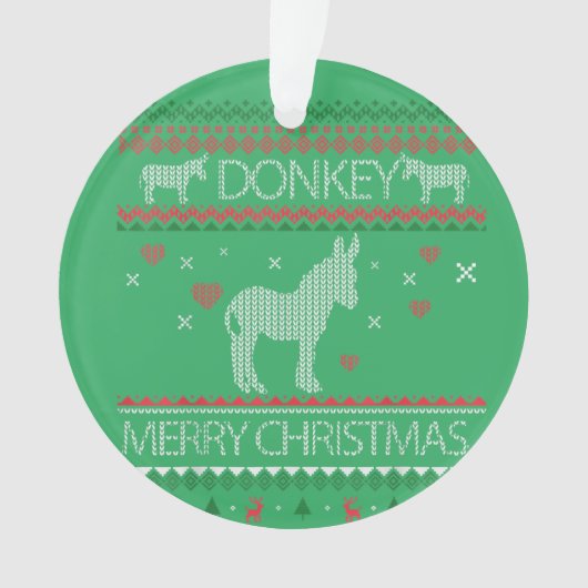 Cute Donkey Ugly Sweater Christmas Holiday Winter オーナメント (正面)