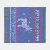 Cute Donkey Ugly Sweater Christmas Holiday Winter フリースブランケット (正面(横))