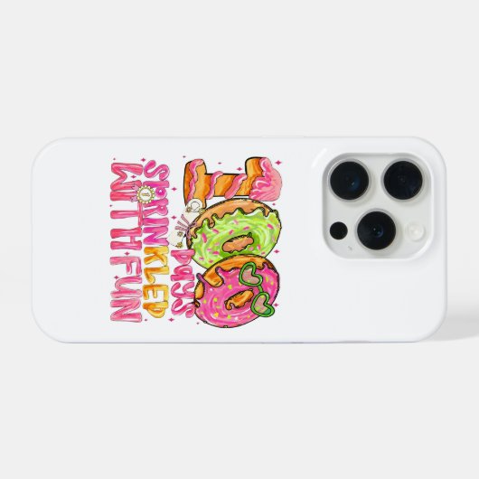 Cute Donut 100 Days Sprinkled With Fun School iPhoneケース (裏面横)