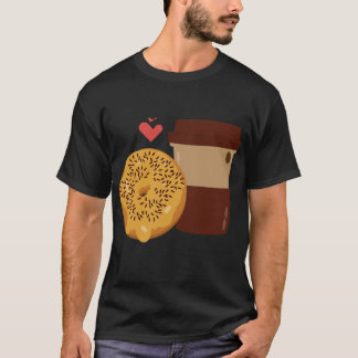 Cute Donut and Coffee Couple Valentine Design Tシャツ