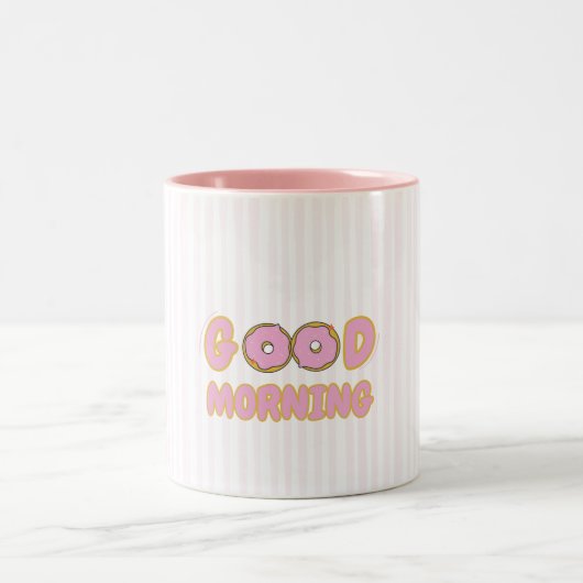 Cute Donut Good Morning Two-Tone Coffee Mug ツートーンマグカップ (中央)
