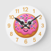 Cute Donut Kids Clock – Googly Eyes Fun ラウンド壁時計 (正面)