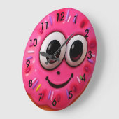 Cute Donut Kids Watch with Googly Eyes ラージ壁時計 (傾斜)