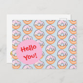 Cute Donut Pattern ポストカード (正面/裏面)