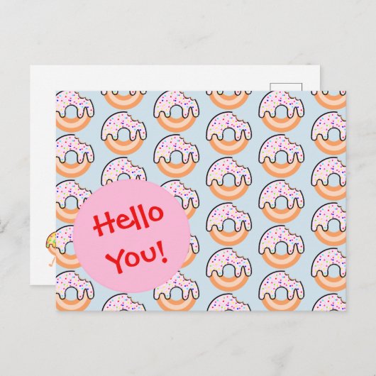Cute Donut Pattern ポストカード (正面/裏面)