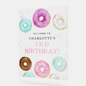 Cute Donut Themed Birthday Party Welcome アクリルサイン (傾斜)