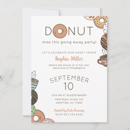 Cute Donuts Going Away Party Invitation 招待状 (正面)