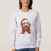 Cute Doodle Dog Christmas Santa Hat & Scarf スウェットシャツ (正面)