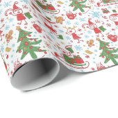 Cute Doodle Elves Christmas Wrapping Paper ラッピングペーパー (ロールコーナー)