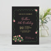 Cute Doodle Flower Frame Kids Birthday Invitation 招待状 (スタンド正面)