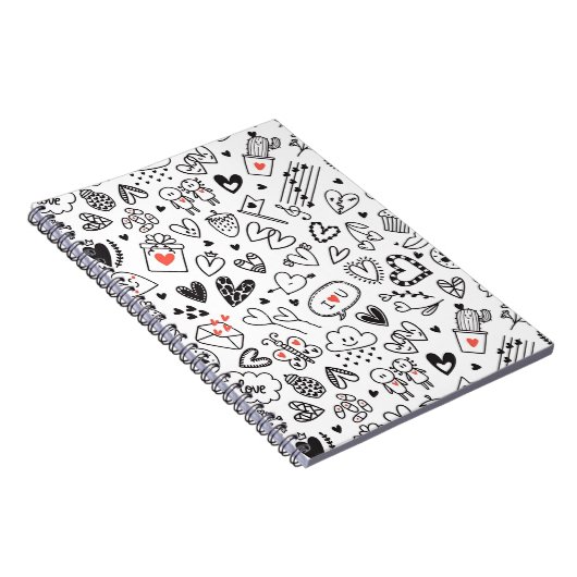 Cute Doodle Love Notebook Journal ノートブック (右側)