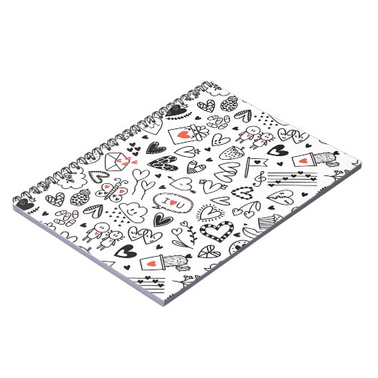 Cute Doodle Love Notebook Journal ノートブック (左側)