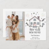 Cute Doodle New Year New Home Moving Photo シーズンカード (正面/裏面)