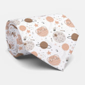 Cute Doodle Planet Pattern ネクタイ (ロール)