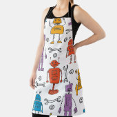 Cute doodle robots. Seamless pattern. Cartoon char エプロン (インサイチュ)