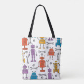 Cute doodle robots. Seamless pattern. Cartoon char トートバッグ (裏面)