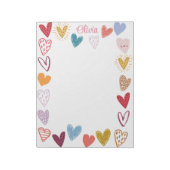 Cute Doodle Scribble Hearts Frame ノートパッド (回転)