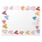 Cute Doodle Scribble Hearts Frame ノートパッド (正面)