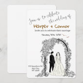 Cute Doodle Wedding Save the Date Invitation 招待状 (正面/裏面)