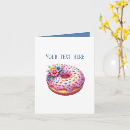 Cute Doughnut Bakery shop customizable カード (黄色い花)