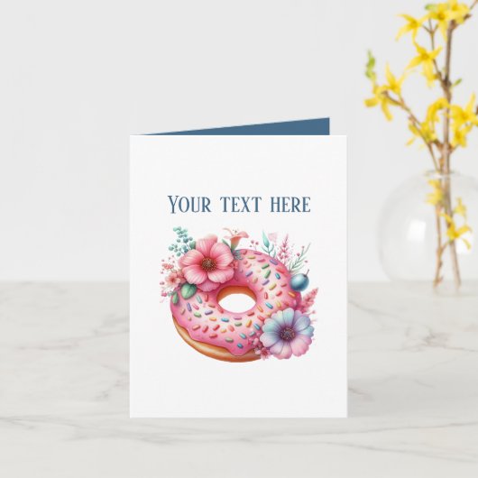 Cute doughnut shop customizable  カード (黄色い花)