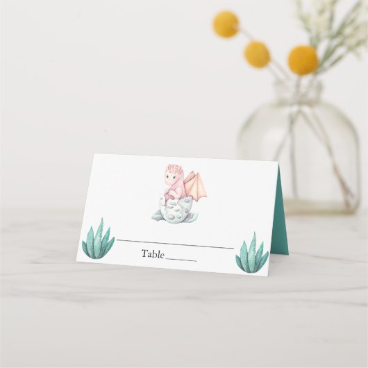 Cute Dragon Baby Shower & Birthday Table Name  プレイスカード (正面)