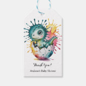 Cute Dragon Baby Shower Thank You ギフトタグ (正面)