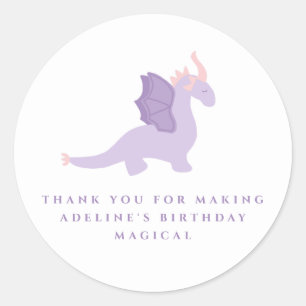 Cute Dragon Birthday Favor Sticker ラウンドシール