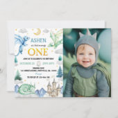 Cute Dragon Boy 1st Birthday Photo 招待状 (正面)