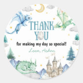 Cute Dragon Boy Birthday ラウンドシール (正面)