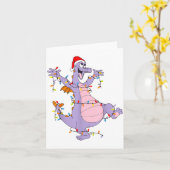Cute Dragon Christmas Lights Santa Hat Animal Men  カード (黄色い花)