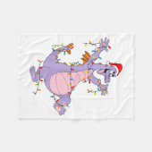 Cute Dragon Christmas Lights Santa Hat Animal Men  フリースブランケット (正面(横))