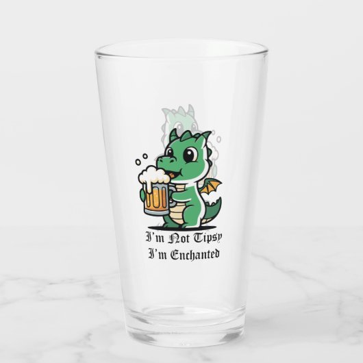Cute Dragon Drinking Beer タンブラーグラス (裏面)