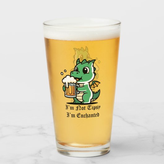 Cute Dragon Drinking Beer タンブラーグラス (ドリンク正面)