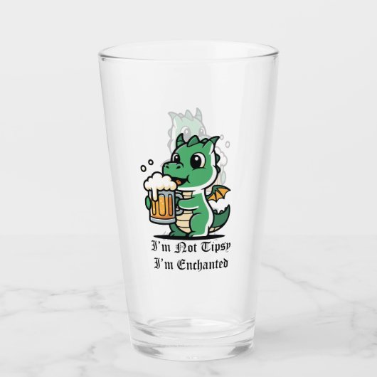 Cute Dragon Drinking Beer タンブラーグラス (正面)