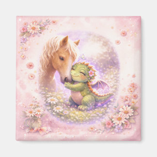 Cute Dragon & Horse Friendship Magnet マグネット