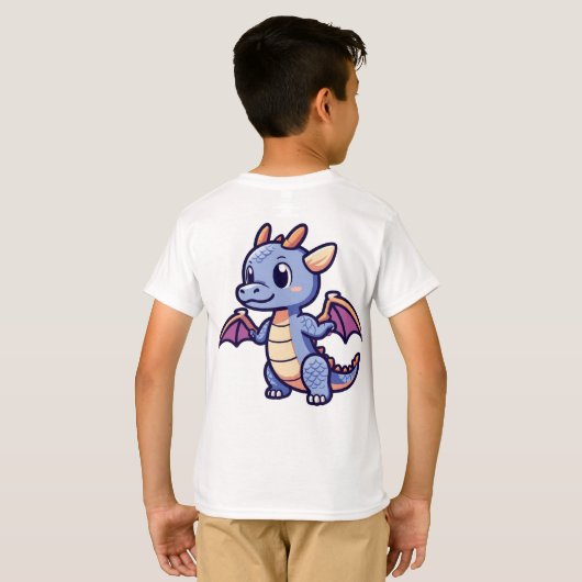 Cute Dragon Skull Mascot Anime Style Vector T-Shir Tシャツ (裏面フル)