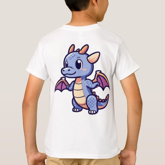 Cute Dragon Skull Mascot Anime Style Vector T-Shir Tシャツ (裏面)