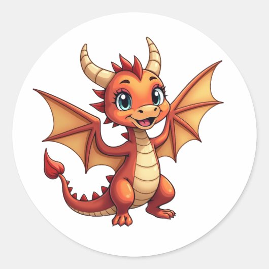 Cute Dragon Sticker for Every Occasion ラウンドシール (正面)