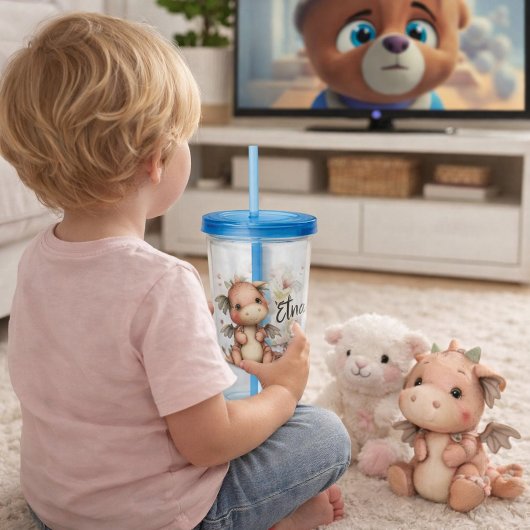 Cute Dragon with Forest Accents アクリルタンブラー