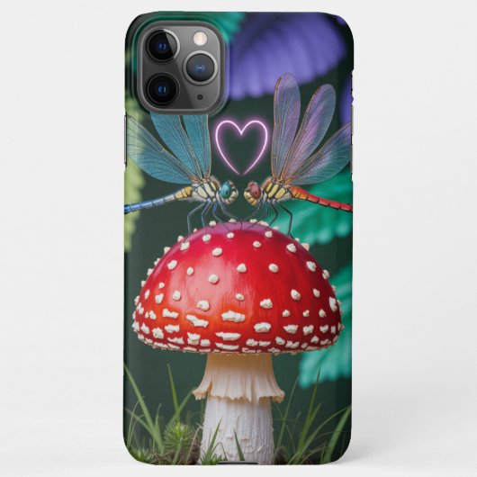 Cute Dragonflies on a Mushroom - iPhoneケース (裏面)