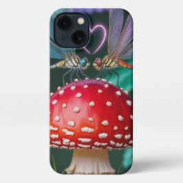 Cute Dragonflies on a Mushroom -  iPhone 13ケース