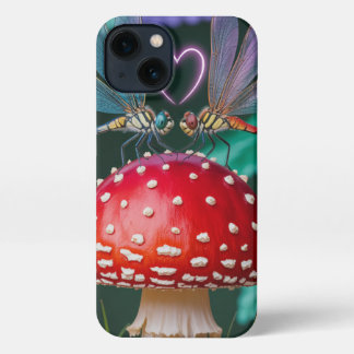 Cute Dragonflies on a Mushroom -  iPhone 13ケース