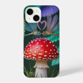 Cute Dragonflies on a Mushroom - iPhoneケース (裏面)