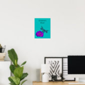Cute Dragonfly Kids Room Personalized  ポスター (ホームオフィス)
