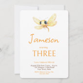 Cute Dragonfly Orange Yellow Boy Birthday 招待状 (正面)